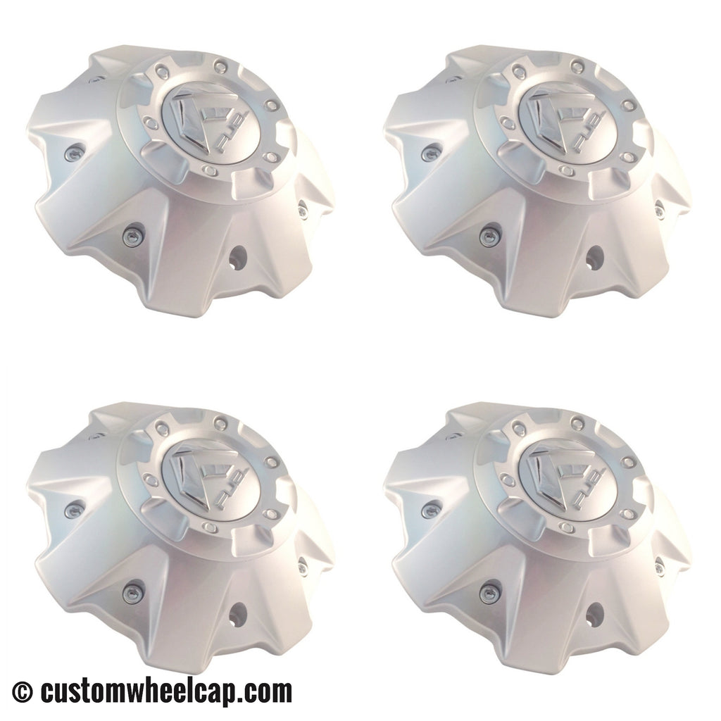 Fuel Off Road Center Caps 1001-63 5 & 6 Lug Silver with Chrome Rivets