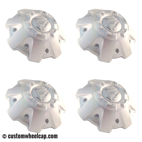 Fuel Off Road Center Caps 1001-63 5 & 6 Lug Silver with Chrome Rivets