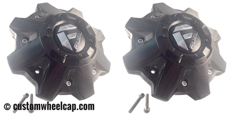 Fuel Off Road Center Caps 1002-53GB 8 Lug Gloss Black with Chrome Rivets (Set of 2)