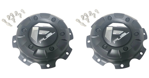 Fuel Off Road Center Caps 1003-27B + 1002-48B 8 Lug Dually Matte Black (Set of 2)