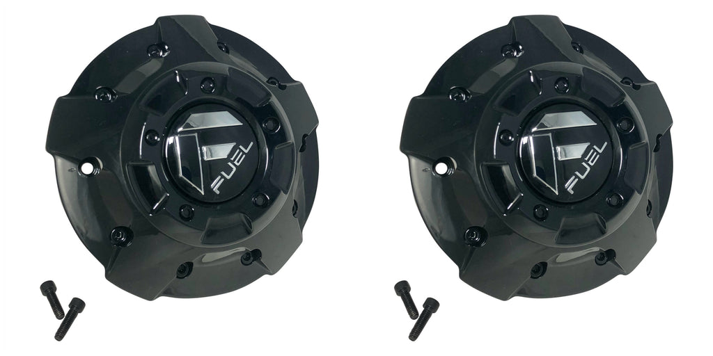 Fuel Off Road Center Caps 1003-81 5 & 6 Lug Gloss Black with Gloss Black Rivets (Set of 2)