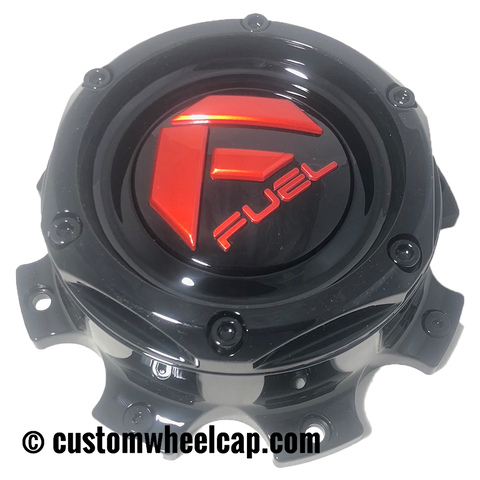 Fuel Off Road Center Cap 1004-08 8 Lug Gloss Black with Red Logo
