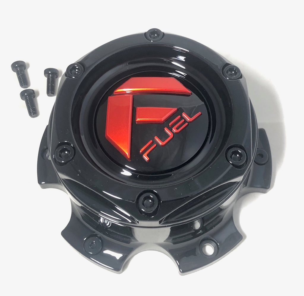 Fuel Off Road Center Cap 1004-27 6 Lug Gloss Black with Red Logo
