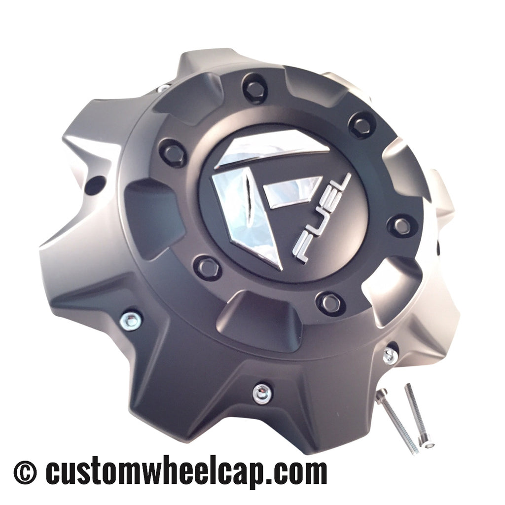 Fuel Off Road Center Cap 1002-40 + 1002-41 Flat Black with Chrome Rive ...